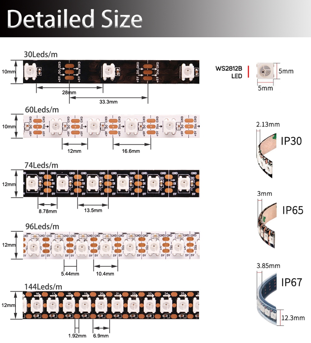 WS2811 WS2812B WS2813 WS2815 5 - Ws2812B Strip 5V recension och pris