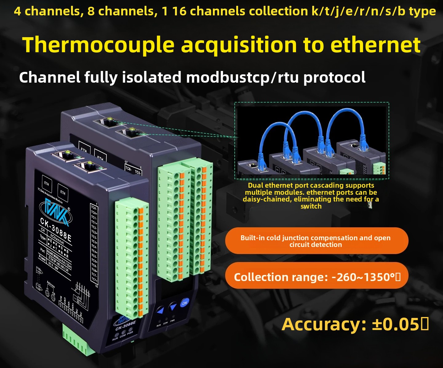 apply to 8CH Fully Isolated K- - Thermocouple Module K Type recension och pris