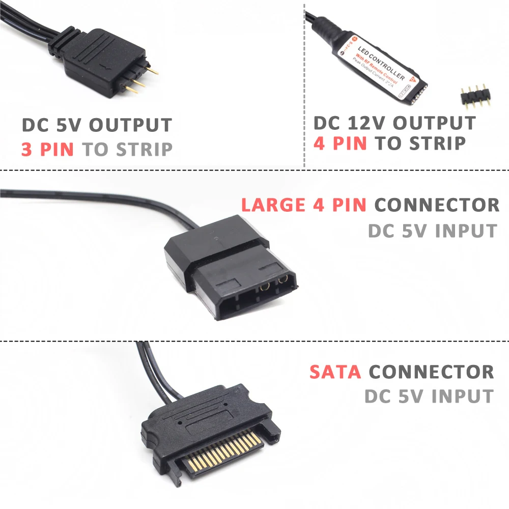 SATA Molex RGB Controller 5V 3 - Ws2812B Strip 5V recension och pris