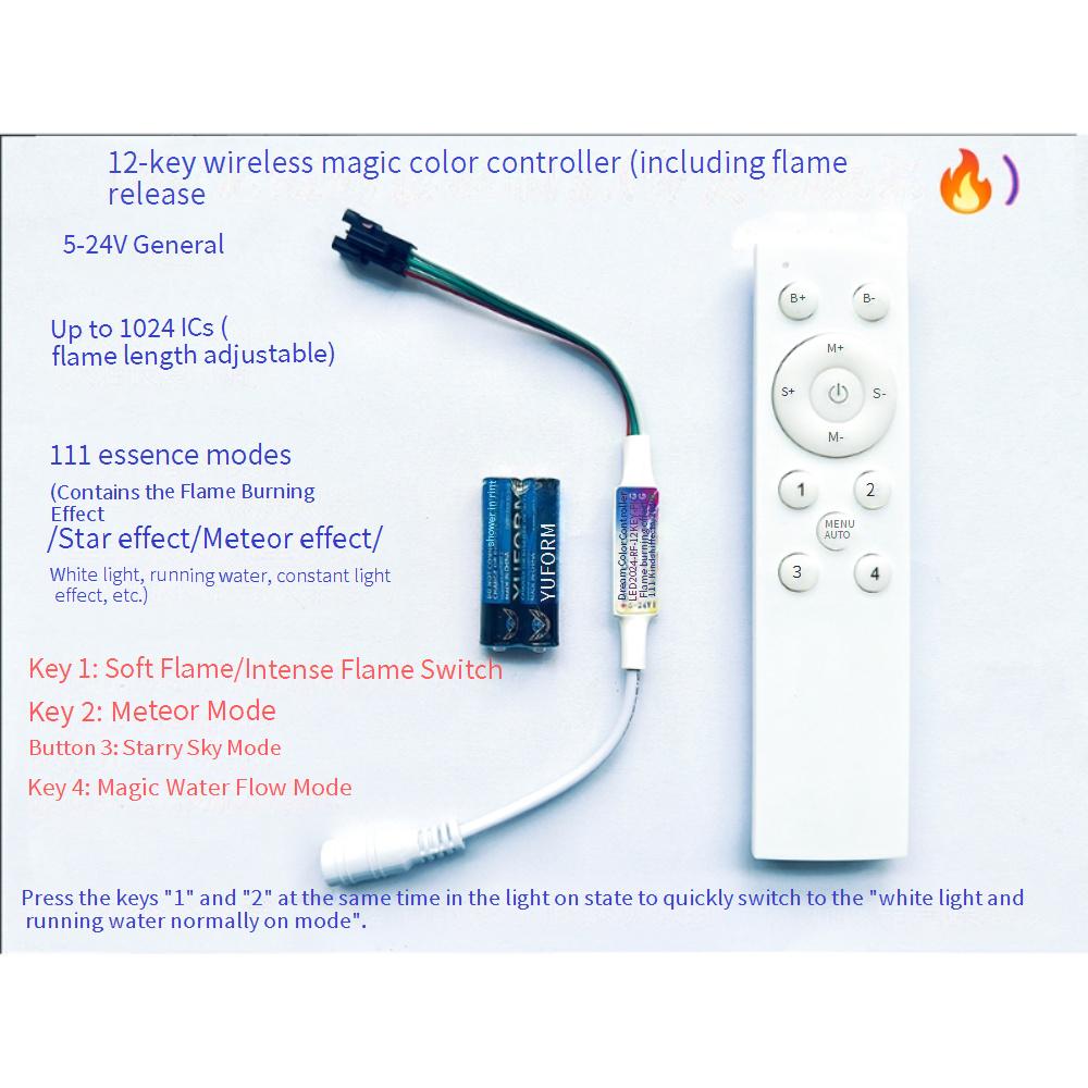 RF 12-key fantasy flame contro - Ws2812B Strip 5V recension och pris